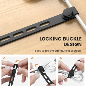 Nuevas Bridas Reutilizables de Silicona Ajustables Organizador de Cables Soporte para <span class=keywords><strong>Cable</strong></span> de Cargador Gestión de Cables de Auriculares 130 mm - Product Image 2
