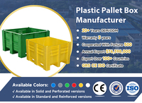 Conteneur de stockage agricole CNPLAST bleu/jaune, boîte ventilée robuste de qualité alimentaire, grande boîte en PEHD pour bonbons et déchets agricoles