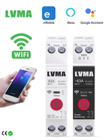 Interruptor de Circuito DIN de 1P 63A, Mini Interruptor Inteligente WiFi para el Hogar, Equipo Electrónico de Cobre y Plástico Industrial, Control por Aplicación, LVMA TUYA