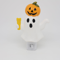 Veilleuse LED d'Halloween en forme de citrouille fantôme, rotative à 360°, lumière douce et chaude, décoration d'intérieur effrayante pour les fêtes, cadeau en gros