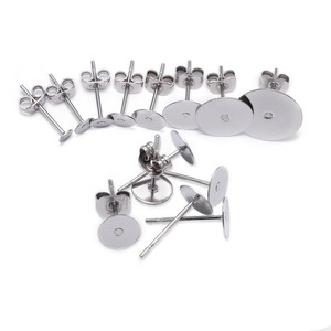 Stainless Steel Earring <b>Posts</b> Butterfly Backs For Earring Making <b>Round</b> Shape Steel Color Jewelry Findings Components - Product Image 5