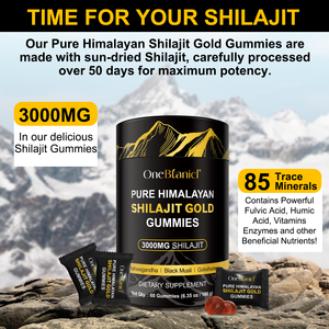 Complément alimentaire OeBotanical Pure Himalayan Shilajit Gold Gummies, gommes à mâcher au shilajit d'or de l'Himalaya, 3000 mg avec ashwagandha - Product Image 4