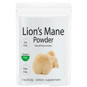 Organic Lions Mane 1500mg <b>Powder</b> Whole Fruiting <b>Body</b> & Mycelium Bottle Packaging Focus Memory & Immune Health - Product Image 1