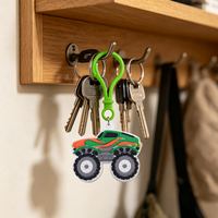 Porte-clés en PVC souple personnalisés en forme de Monster Truck, style dessin animé, pour promotion en gros