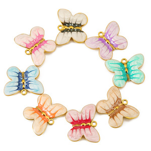 Dijes de mariposa esmaltados de acero inoxidable, colgantes coloridos para accesorios de joyería DIY, colgantes de moda unisex - Product Image 3