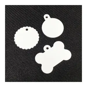 Dubbelzijdige Ronde Skobsschelp Cirkel Sublimatie Aluminium Dog Tags Naamplaat Blanco Witte Dog Tag Sjabloon Voor Huisdieren