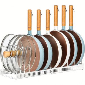 Organisateur de cuisine extensible 3-en-1 facile à monter soi-même pour casseroles, poêles et couvercles - Product Image 5