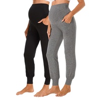 Pantalon de maternité pour femme, pyjama de grossesse, legging, jogging, pantalon de survêtement à revers, extensible, pour la grossesse