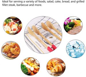 Utensilios de Cocina, Pinzas para Cocinar, Freír, Servir y Asar, Pinzas de Madera con Mango de Silicona - Product Image 6