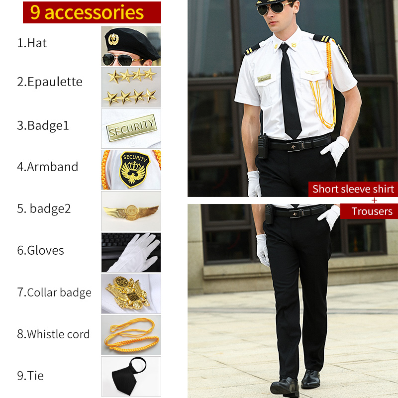 Camisa de manga corta Traje + gorro + charreteras 3 + 8