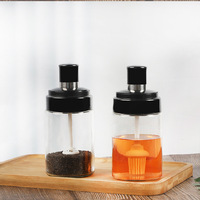 En gros 250ML Poivre Cruet Bouteille D'huile Cuillère Couvercle Verre Miel Assaisonnement Bouteille Étanche À L'humidité Cuisine Condiment Pot À Épices