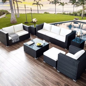 Canapé d'extérieur en rotin noir populaire en ligne, résistant au soleil et à l'eau, mobilier de loisirs pour balcon de jardin, combinaison multi-<span class=keywords><strong>places</strong></span> - Product Image 5