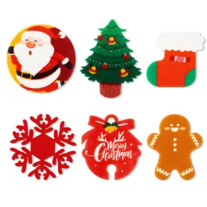 Felt Christmas Coasters for Drinks Coffee Table Set Snowflake Santa Claus Christmas Tree Stocking Gingerbread Man Mug Cup Mats