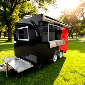 Carritos de Venta Rápida para Restaurantes, Camión Móvil de Bebidas, Carrito de Comida de Metal para Exteriores con Doble Eje - Product Image 1
