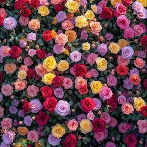 500 بذرة من زهور الورد الملونة قوس قزح، زهور فريدة للحدائق تمنحك أزهارًا نابضة بالحياة، مثالية للزراعة في الأماكن الخارجية أو الداخلية - Product Image 4