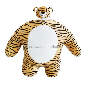 Customized logo huge tiger plush toy with small head custom tail plush animal tiger toy with little head fat body