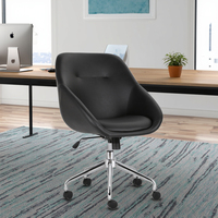 Chaise de bureau pivotante de style moderne et luxueux, dossier haut en cuir PU, avec structure en bois courbé, accoudoirs réglables