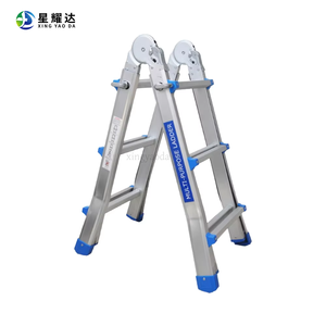Échelle pliante télescopique robuste <span class=keywords><strong>4</strong></span>-en-1, capacité de charge 150 kg, acier inoxydable, 12 <span class=keywords><strong>marches</strong></span>, usage en appartement, design minimaliste, grande taille - Product Image 1