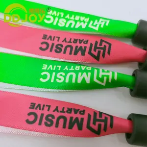 Factory Wholesale Custom Concert Festival Events Disposable Ribbon Fabric Polyester Woven Wristband Bracelet With Plastic Lock