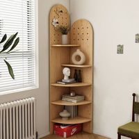 Armoire d'angle murale en bois massif Table console de ménage de petite taille avec étagère d'angle Tables de console d'angle murales