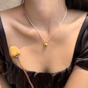 Dylam Luxury Women Jewelry 925 Sterling <b>Silver</b> 3D Heart Necklaces Real Gold Plating Love Heart <b>Choker</b> Necklace for Girls - Product Image 3