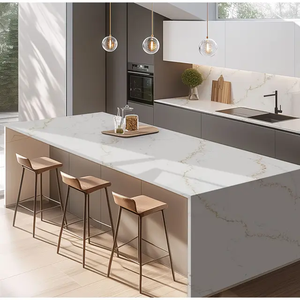 Carolina Carrara Gold Modern Artificial Quartz Stone Estética Flexibilidad Practicidad para uso residencial comercial en hoteles - Product Image 4
