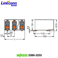 Borniers pour PCB SMD Dispositif de montage en surface 2086-3205 Wagos 5 pôles Connecteur blanc Bouton-poussoir Espacement des broches à souder 5 mm