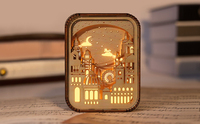 Lampe de table LED en bois sculpté sur mesure, motif cheval de ville et chat mignon, veilleuse, décoration d'intérieur, cadeau de luxe pour anniversaire