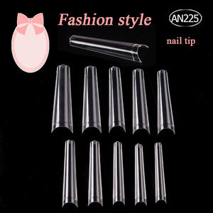 Tszs French Half Cover <span class=keywords><strong>XXL</strong></span> Extra Long NO C Curve Coffin Manicure Nail Tips 10 tamaños Clear False Nails Tips para salones de uñas - Product Image 1