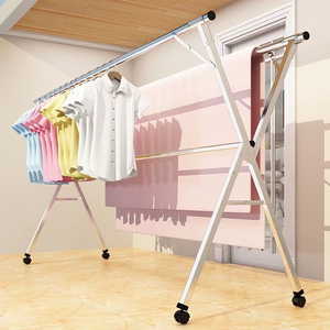 2022 support en acier inoxydable cintre support TK sèche-<span class=keywords><strong>linge</strong></span> pliable pour un usage domestique pour salle de bain salon facile debout - Product Image 2