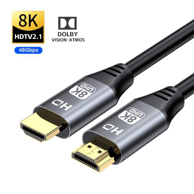 Ultra High-Speed 8K for Interface HDMI Cable 2.1 8K60HZ HDTV 4K 144HZ Adapter Cable HDR Video for PC Laptop TV Box PS5