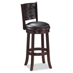 Taburete de Bar y de Barra Giratorio de Madera con Tapicería y Asiento Anillado Acampanado para Espacios de Estar Informales, Cocina, Comedor y Bar - Product Image 6