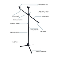 Support de microphone professionnel réglable en métal sur pied avec fonction portable pour microphone sans fil – Fabrication de qualité