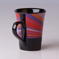 Ensemble tasse à café et soucoupe en céramique à rayures radiales colorées de 250 ml, tasse à thé artistique moderne pour la décoration de la table à la maison