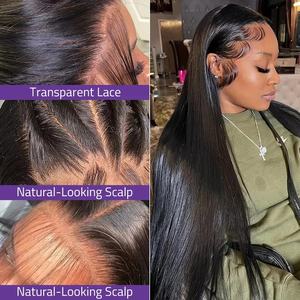 Perruques Lace Frontal en Cheveux Humains Naturels Noirs Vietnamiens Bruts, Densité 250, 1B, 13x4, Lisses, 30-32 Pouces - Product Image 3