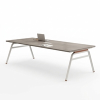 Table de conférence rectangulaire moderne, bureau de réunion, table de négociation et de formation en mélamine avec pieds en métal