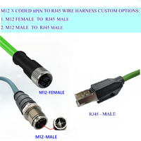 Conector M12 de 8 Pines, Código X, Macho y Hembra, a Conector RJ45, Cable Ethernet Flexible Industrial Profinet EtherCAT, Arnés de Cables