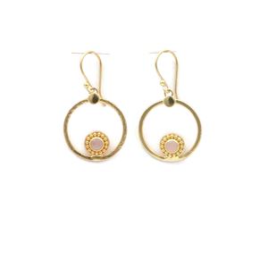 Bijoux plaqué or femmes paires de boucles d'oreilles en laiton calcédoine rose boucles d'oreilles style cerceau boucles d'oreilles plaqué or bijoux pour elle - Product Image 1