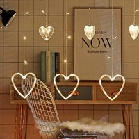 Guirlande lumineuse de décoration de rideau de fenêtre en forme de cœur pour chambre à coucher, intérieur, fête de mariage