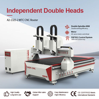 Machine de gravure sur bois CNC à double tête avec commande DSP et moteur servo AC, broche de 6 kW pour le traitement du mobilier et du MDF