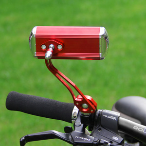 Espejo retrovisor de aluminio para manillar de bicicleta, ajustable para bicicletas de montaña, espejo de aleación roja con superficie reflectante - Product Image 1
