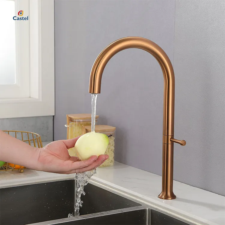 Wholesale Factory Price Rose Gold High Arc Kitchen Faucet Stainless Steel Sink Tap