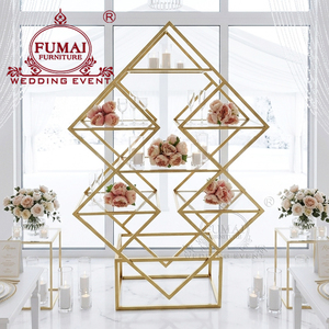 ชั้นวางไวน์กรอบสแตนเลสสีทองสำหรับตกแต่งงานแต่งงาน - Product Image 6