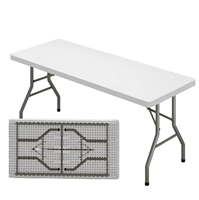 Table pliante en acier avec cadre en plastique HDPE de qualité alimentaire, facile à nettoyer, gain de place, pour extérieur, jardin, patio, pique-nique, camping, restaurant, événement