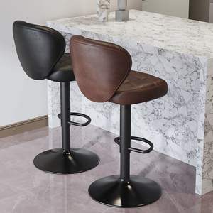 Taburete de bar con respaldo de cuero, estructura metálica, altura ajustable, 360 °   Silla giratoria, adecuada para mostradores de bar y cajas registradoras - Product Image 4