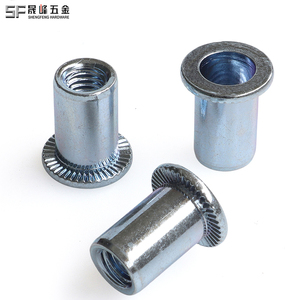 Écrou à riveter à tête plate en acier au carbone M4M5, galvanisé, zinc bleu-blanc, zinc coloré, corps rond, connecteur <span class=keywords><strong>de</strong></span> meubles, manchon - Product Image 2