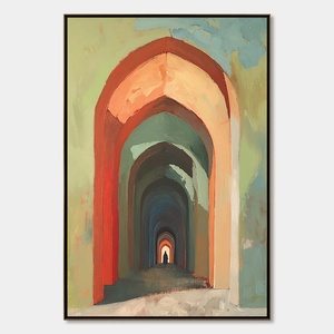 Peinture à l'huile architecturale de luxe, art mural moderne, grande toile abstraite neutre pour hall, bureau, décoration intérieure - Product Image 1