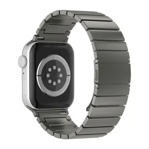 Pulseira de relógio luxuosa de aço inoxidável ultra, pulseira de titânio de liberação rápida para Apple Watch, estilo esportivo, smartwatch Opp Bag elegante