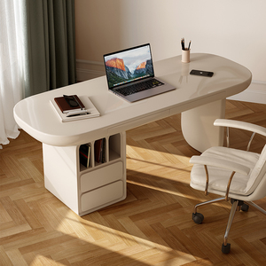 Juego de <span class=keywords><strong>Escritorio</strong></span> y Silla Estilo Crema Francés de 1.8m <span class=keywords><strong>con</strong></span> 2 <span class=keywords><strong>Cajones</strong></span>, <span class=keywords><strong>Escritorio</strong></span> Moderno de Madera para Oficina en Casa, <span class=keywords><strong>Escritorio</strong></span> de Oficina Sencillo - Product Image 2