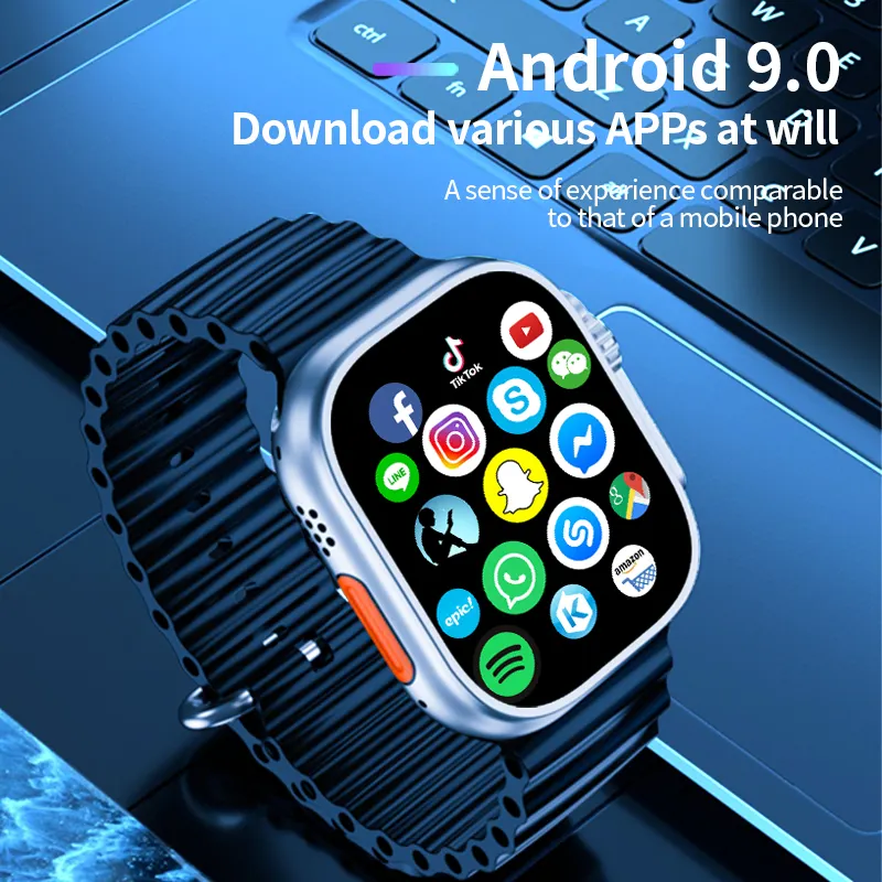 Android Smart Watch 16Gb Rom Full Screen Gps Smartwatch Met Sim Card Wifi Play Store App Download Mobiele Ai Assistent